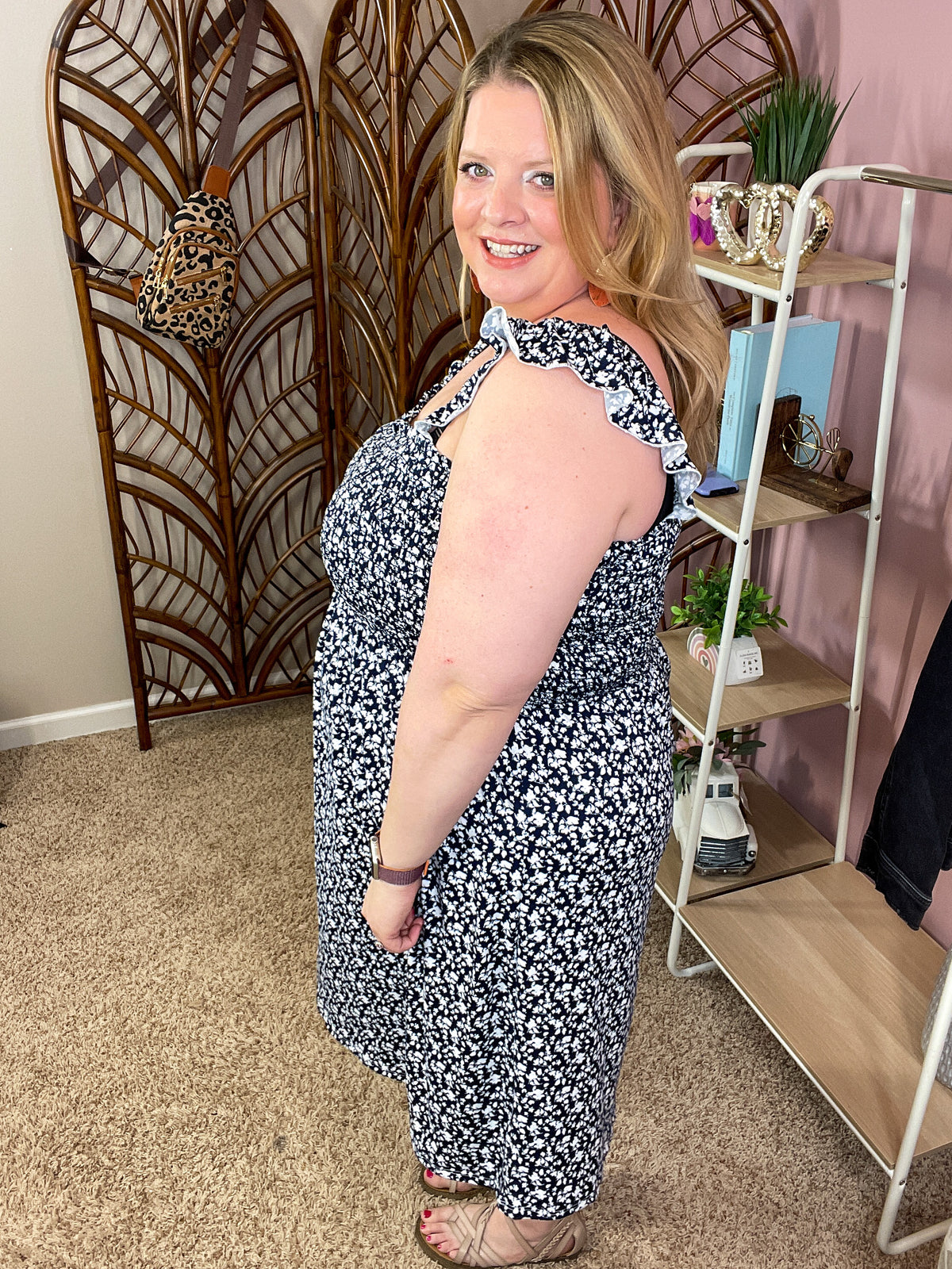 On the Boardwalk Smocked Dress - Navy