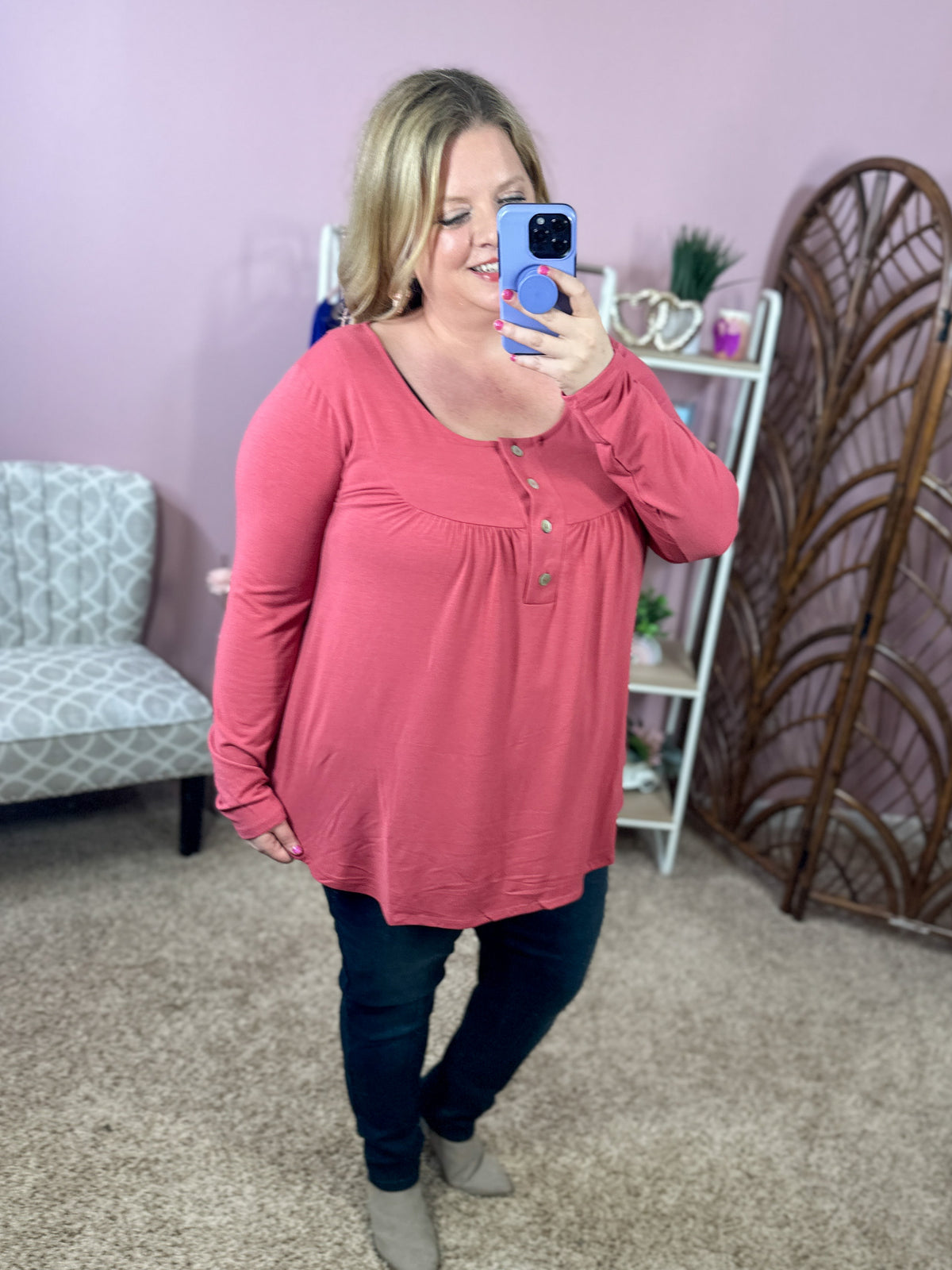 Beauty Within Button Tunic - Rose