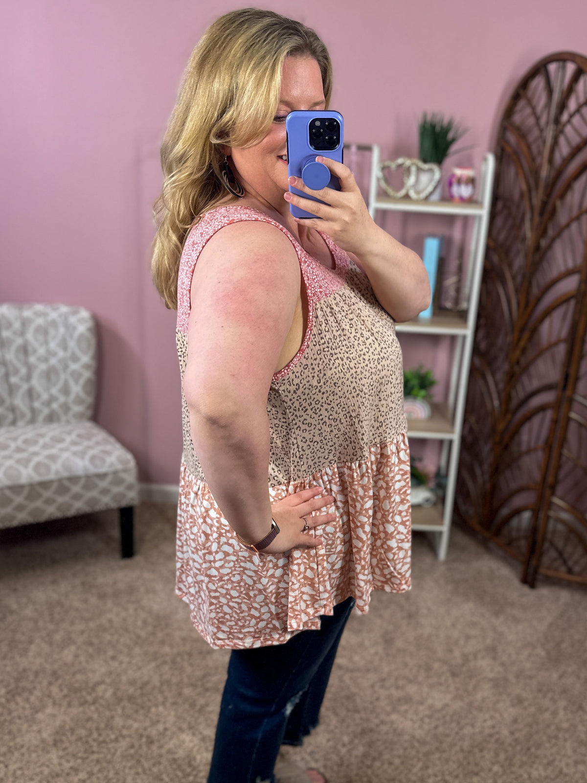 Mix Thing Ups Animal Print Tank - Mauve Mix