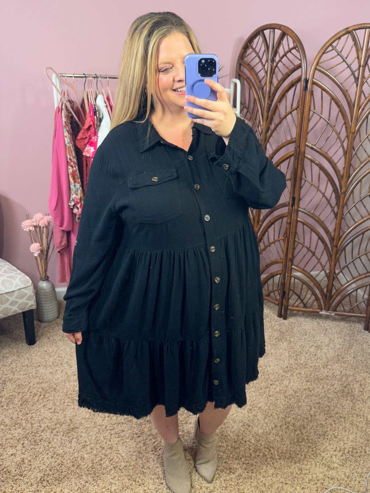 Case is Closed Raw Hem Dress - Black