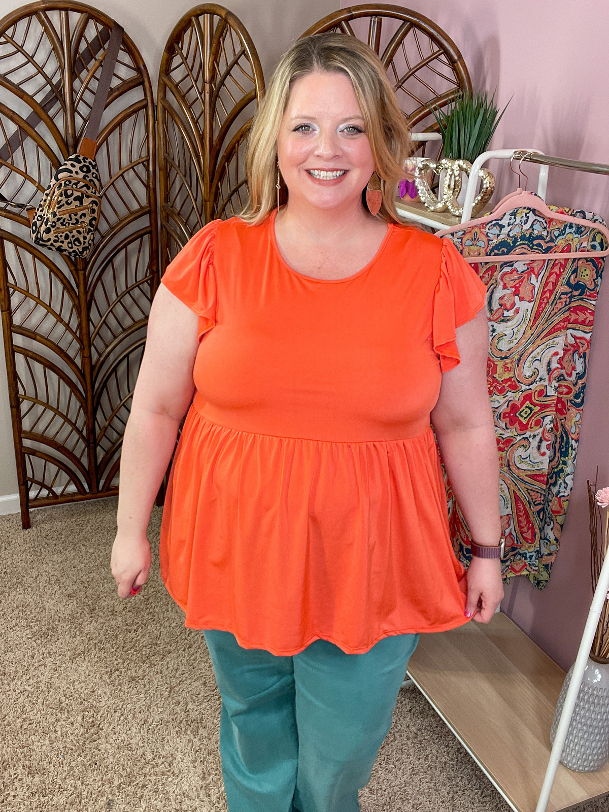 True Colors Peplum Top - Orange