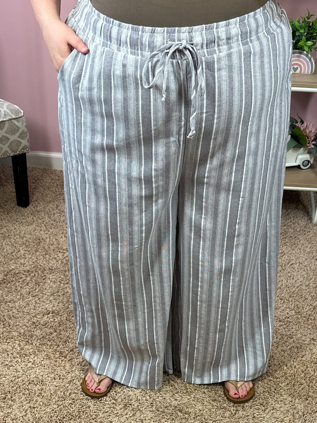 Easy Going Wide Leg Pants - Gray