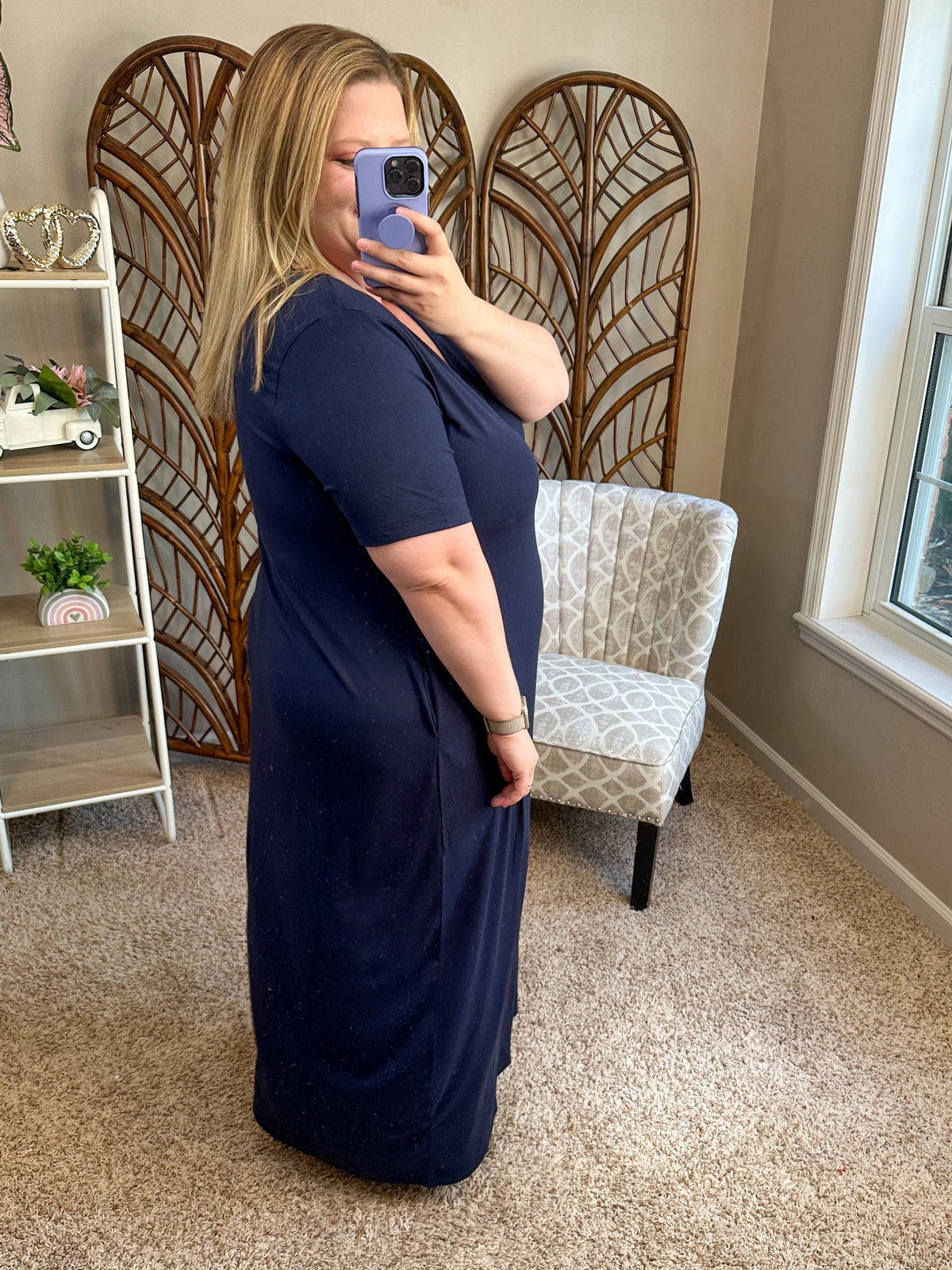 Pleased to Meet You Basic V-Neck Maxi w/Pockets - Navy